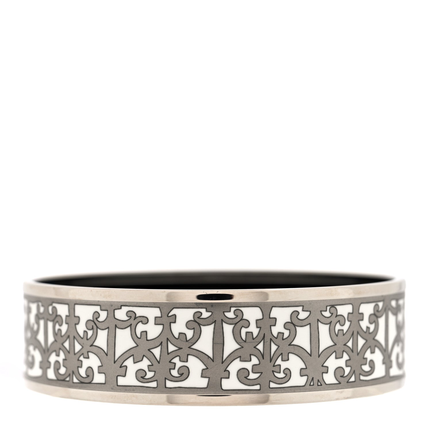Hermes Enamel Printed Wide Balcons du Guadalquivir Bracelet 65 Silver 1 of 4