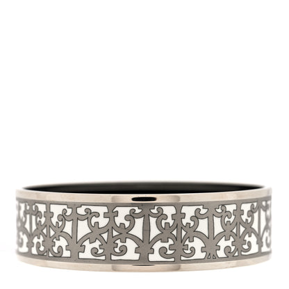 Hermes Enamel Printed Wide Balcons du Guadalquivir Bracelet 65 Silver 1 of 4