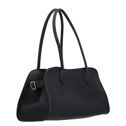 The Row Matte Grained Calfskin Margaux Shoulder 12 Black 2 of 8