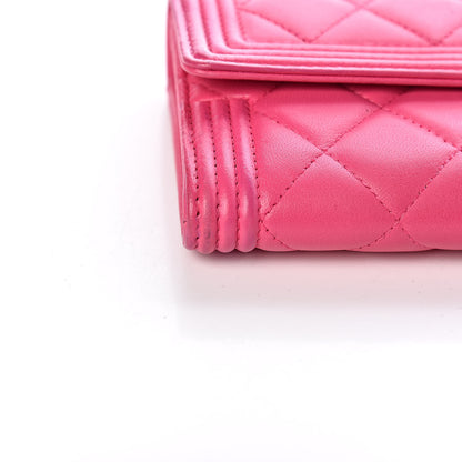 Chanel Lambskin Quilted Boy Flap Wallet Fuchsia 13 of 14