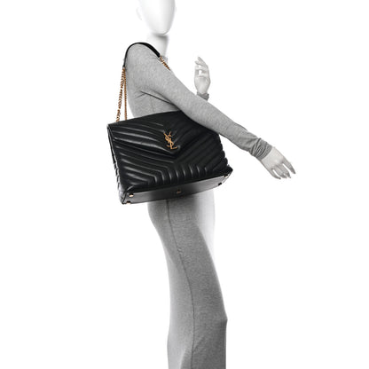 Saint Laurent Calfskin Y Quilted Monogram Large Loulou Chain Satchel Black 2 of 11