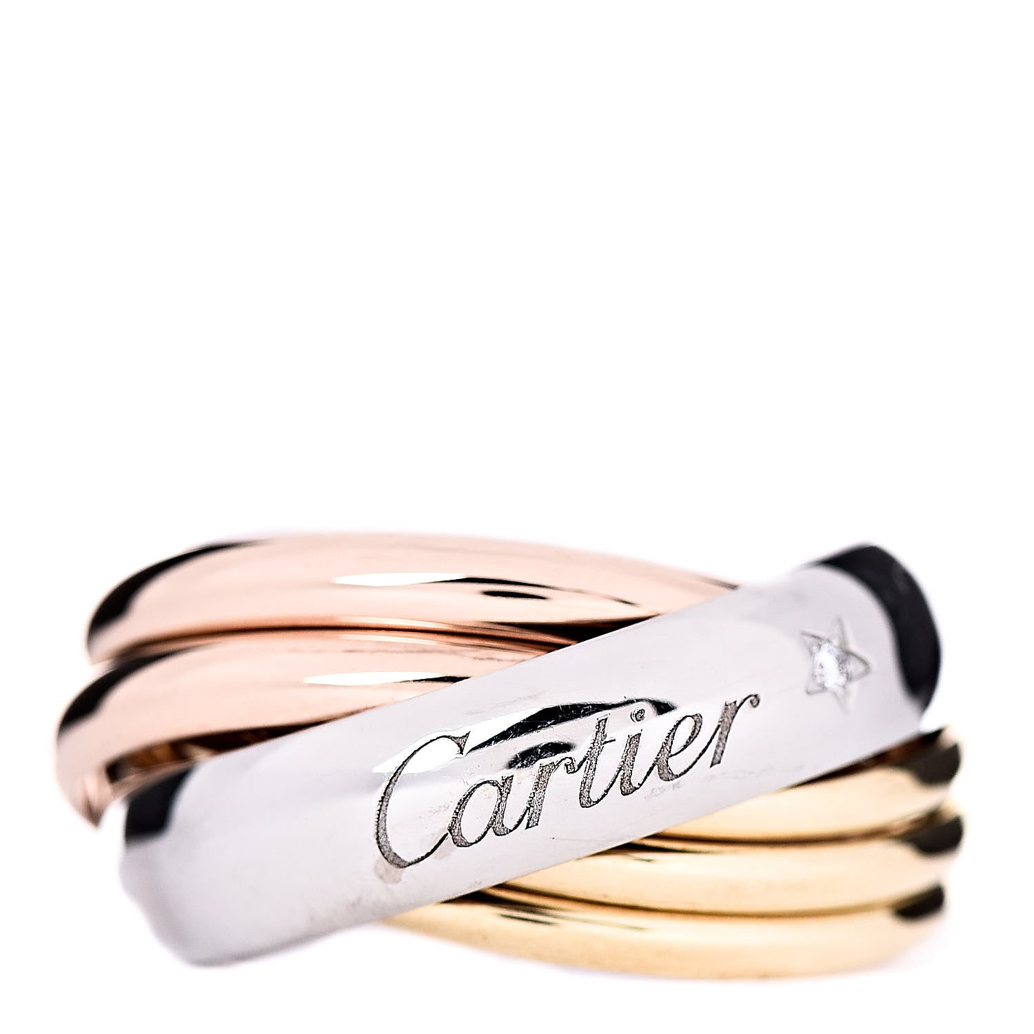 Cartier 18K Pink Yellow White Gold Diamond Trinity 6 Band Ring 56 7.5 1 of 4