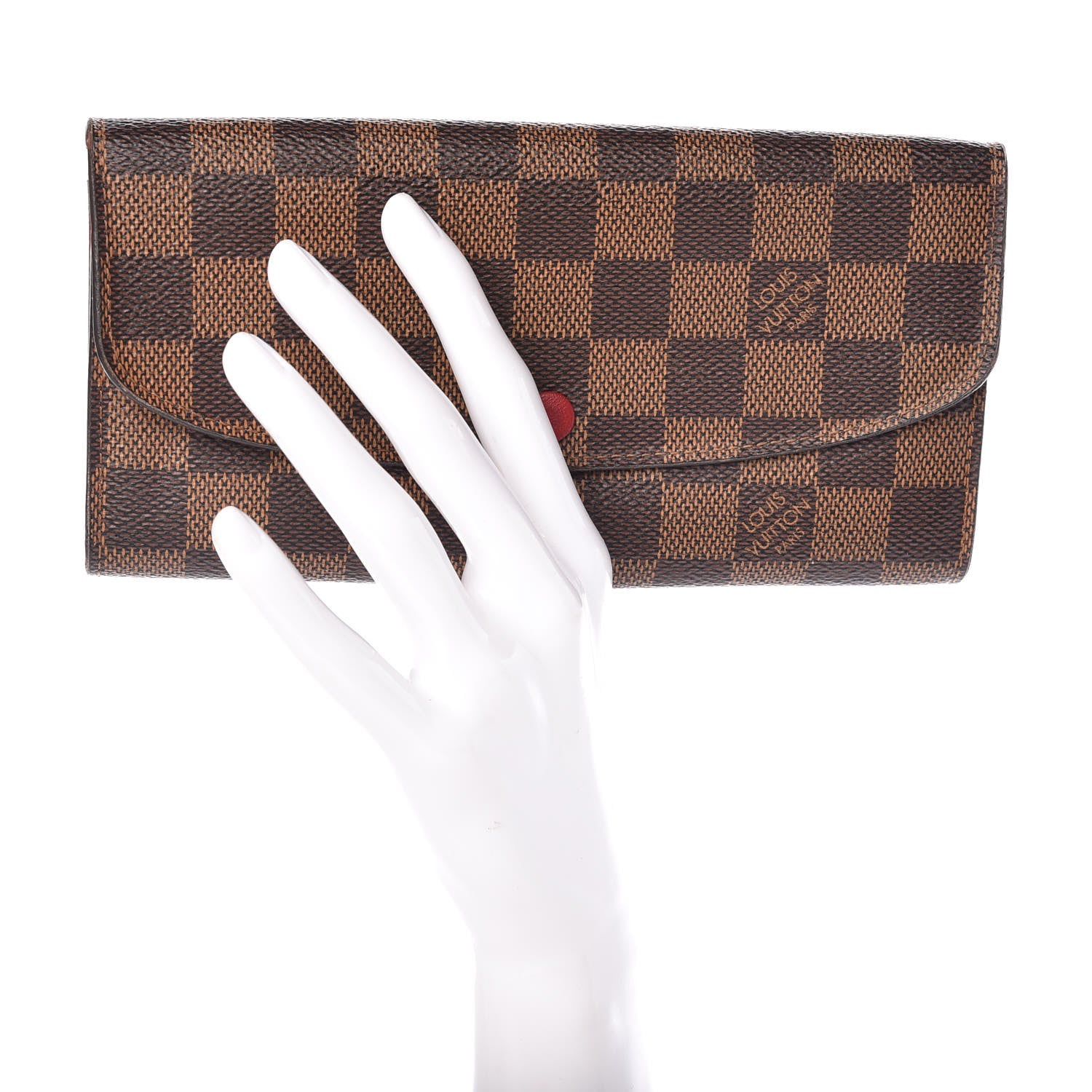 Louis Vuitton Damier Ebene Emilie Wallet Red 2 of 11