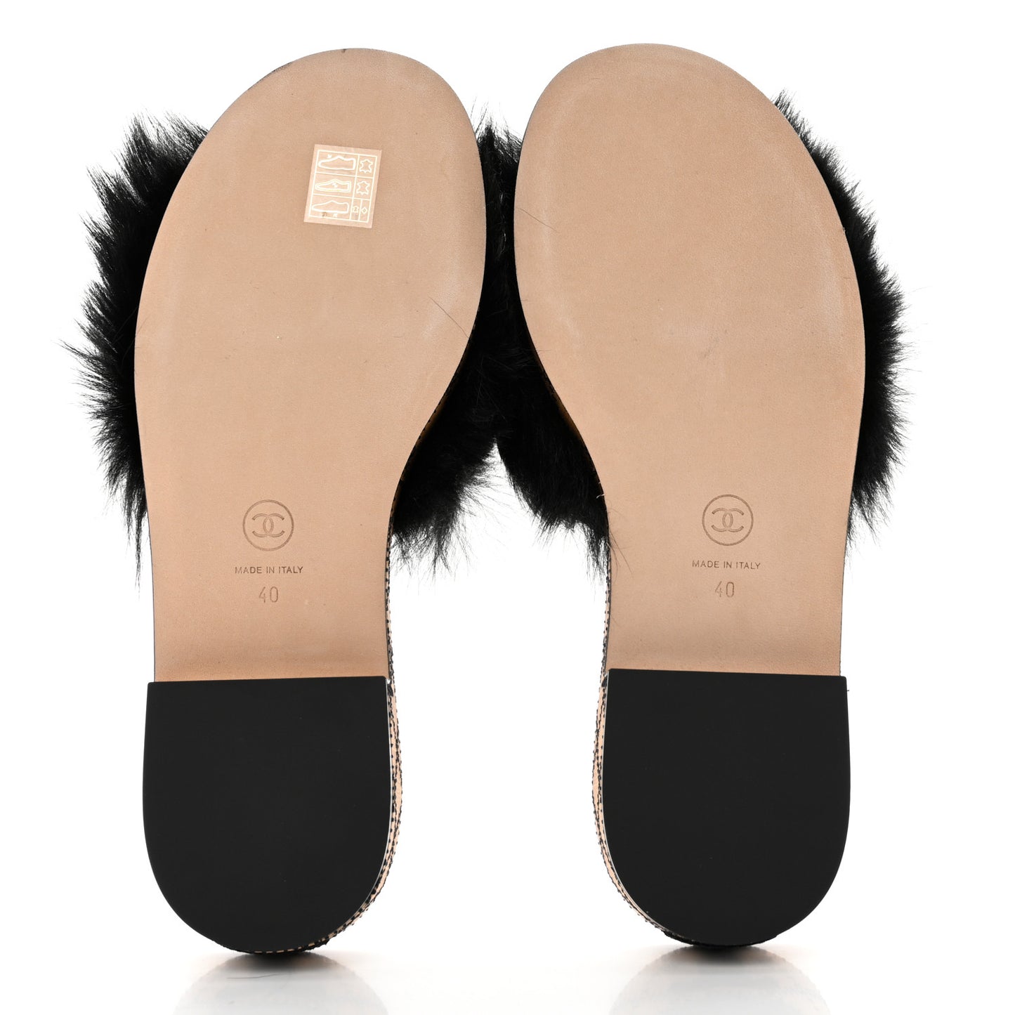 Shearling Lambskin CC Mules 40 Black White
