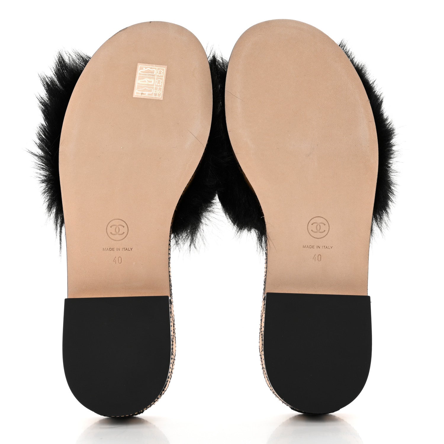 Chanel Shearling Lambskin CC Mules 40 Black White 5 of 9
