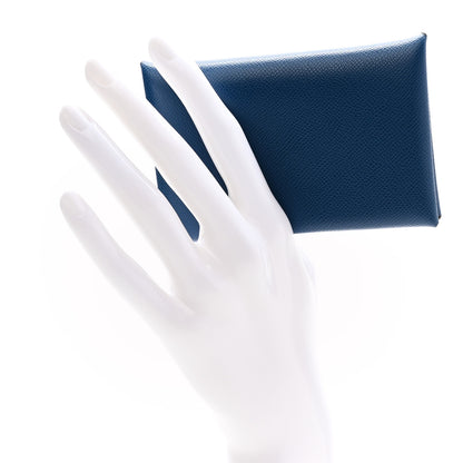 Hermes Madame Calfskin Calvi Card Case Deep Bleu 2 of 8