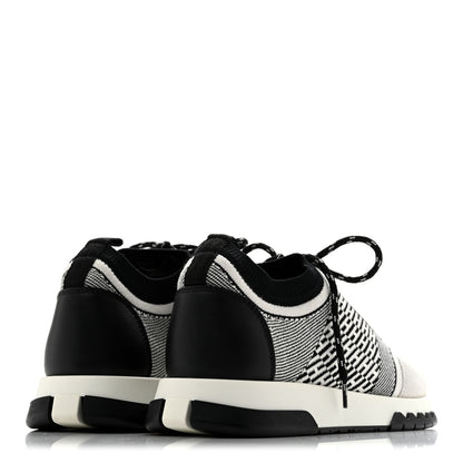 Hermes Knit Bi-Color Womens Addict Sneakers 37 Black White 5 of 9