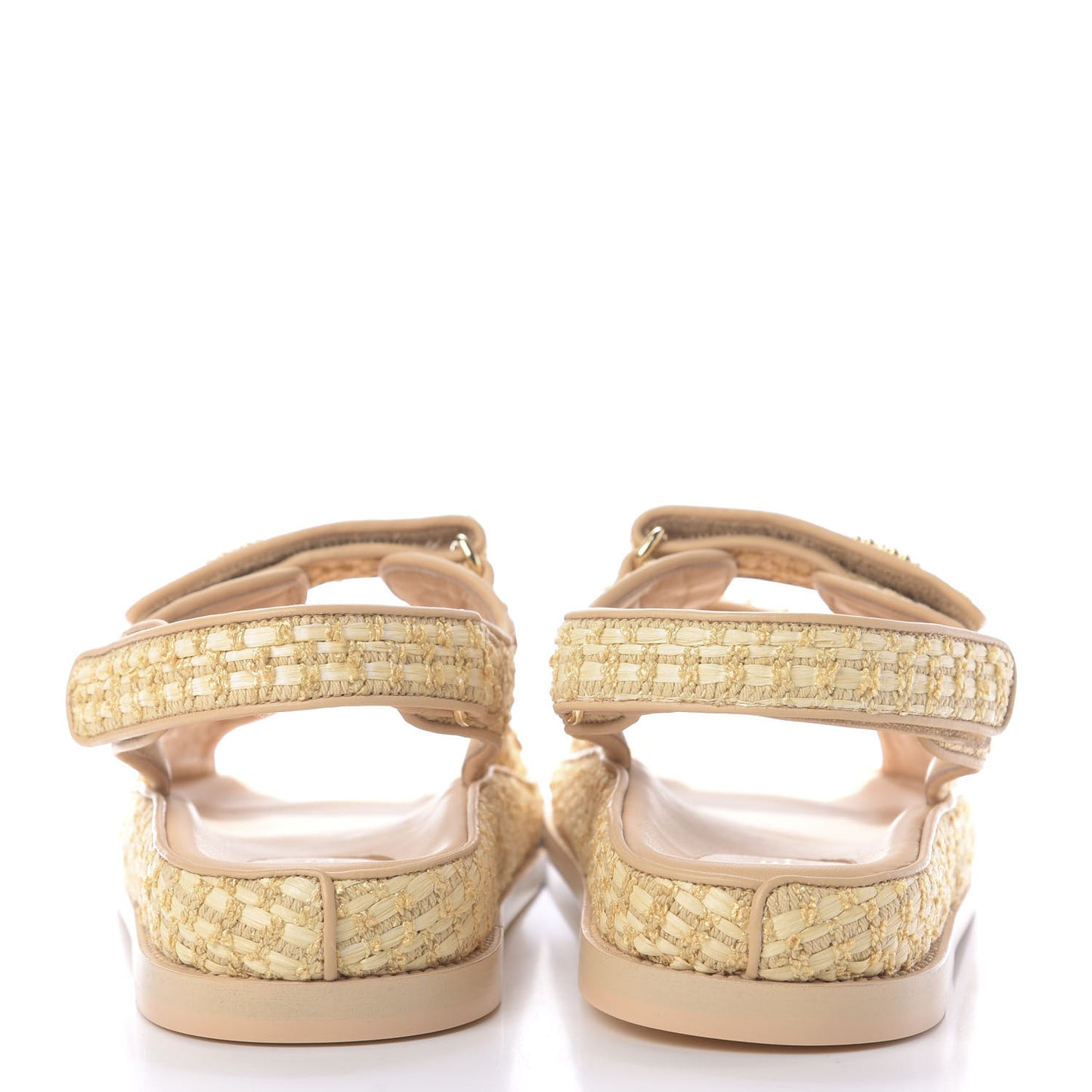 Braided Fabric Velcro Dad Sandals 41 Beige