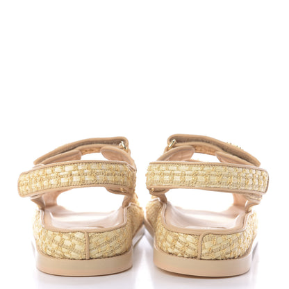 Chanel Braided Fabric Velcro Dad Sandals 41 Beige 5 of 11