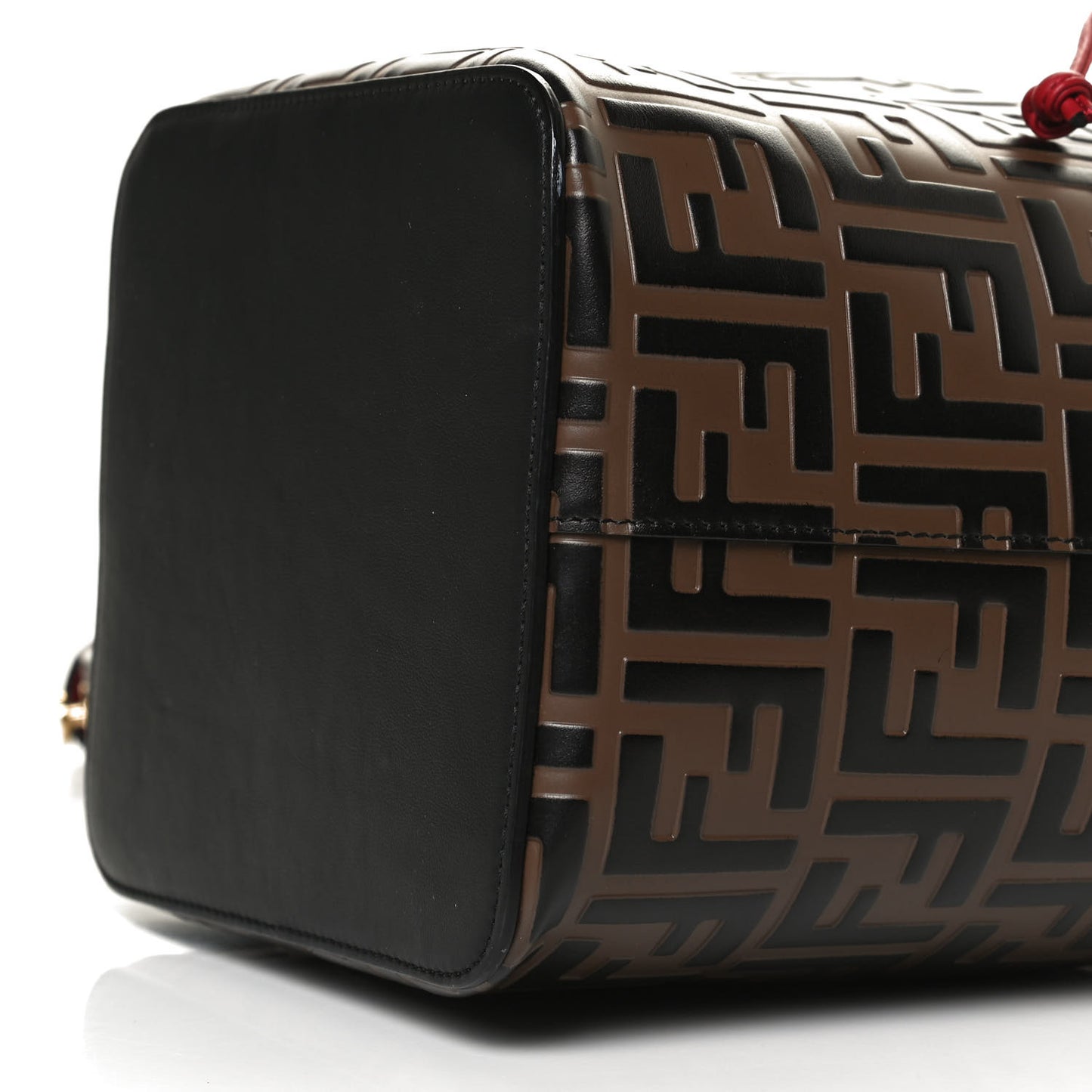 Vitello Grace F is Fendi Bi-Color FF 1974 Embossed Grande Mon Tresor Bucket Bag Maya Black Fragola