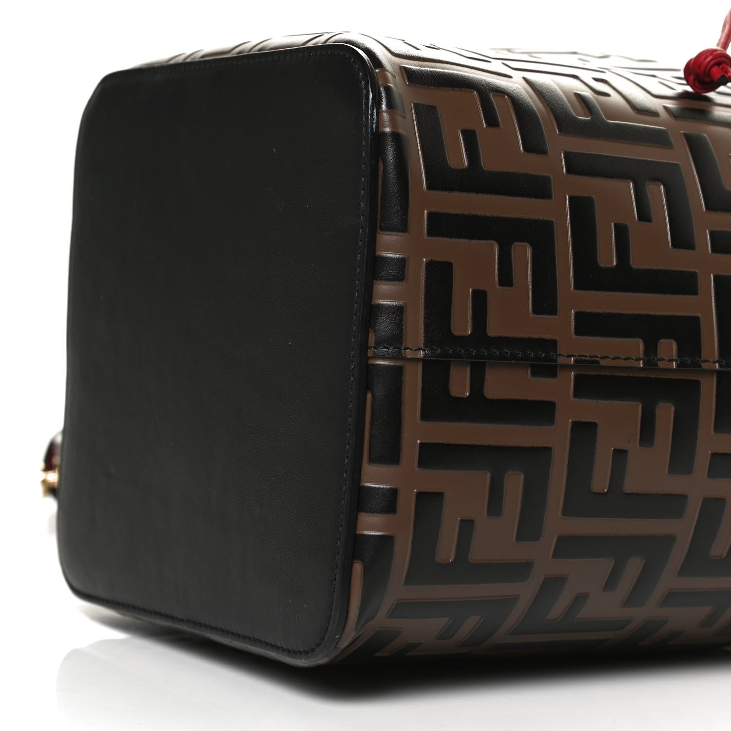 Fendi Vitello Grace F is Fendi Bi-Color FF 1974 Embossed Grande Mon Tresor Bucket Bag Maya Black Fragola 11 of 14