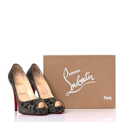 Christian Louboutin Lame Leopard Very Prive 120 Pumps 38 Gold Silver 12 of 12