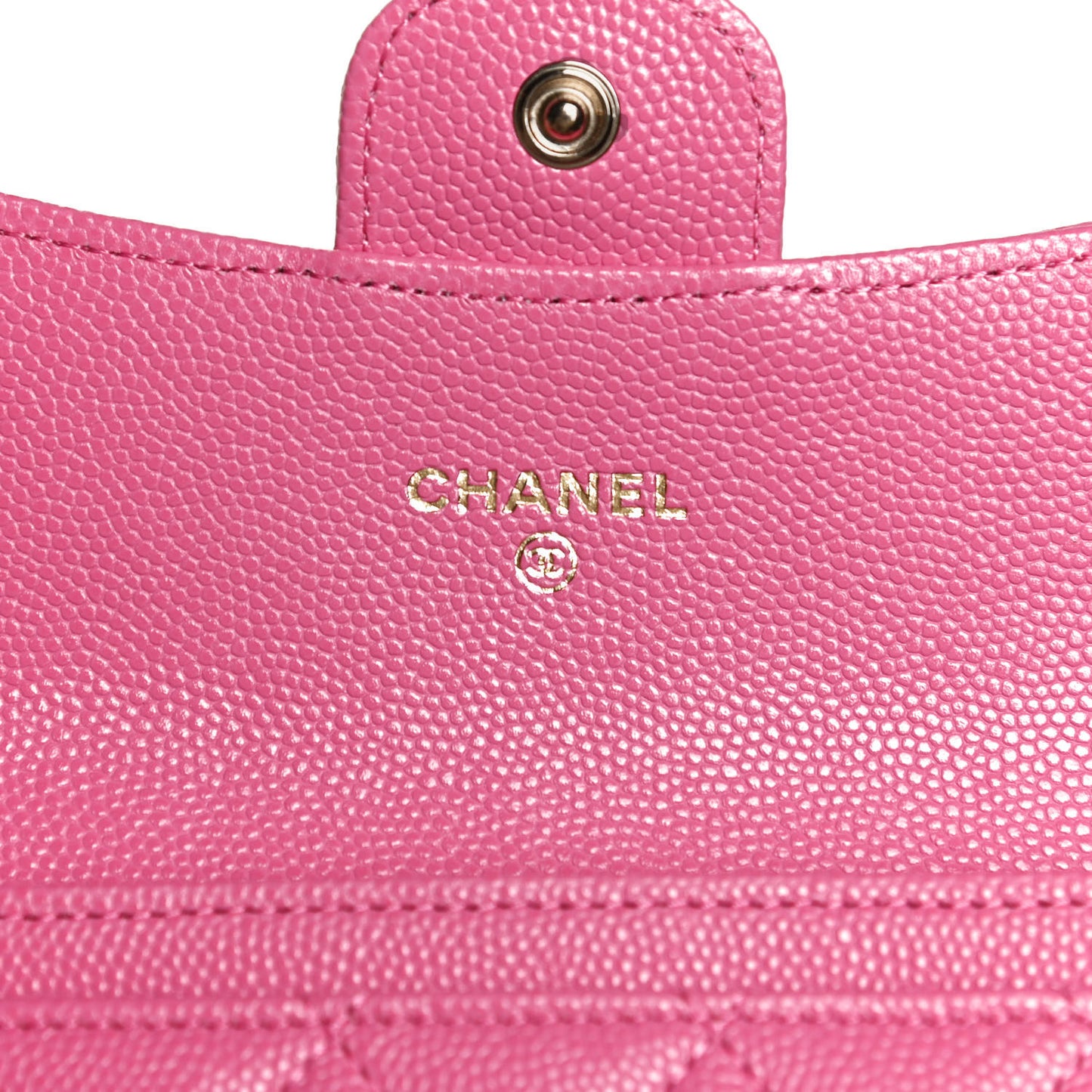Caviar Quilted Flap Card Holder Wallet Pink