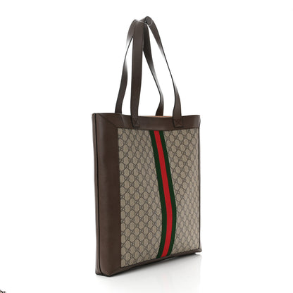 Gucci GG Supreme Monogram Web Large Ophidia Vertical Shopping Tote Brown 3 of 10