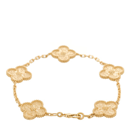 Van Cleef & Arpels 18K Yellow Gold 5 Motifs Vintage Alhambra Bracelet 2 of 4