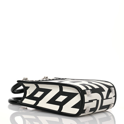 Fendi X MARC JACOBS Vitello King Plexiglass Logo Print Mini Fendi Sunshine Shopper Tote Black White 4 of 14
