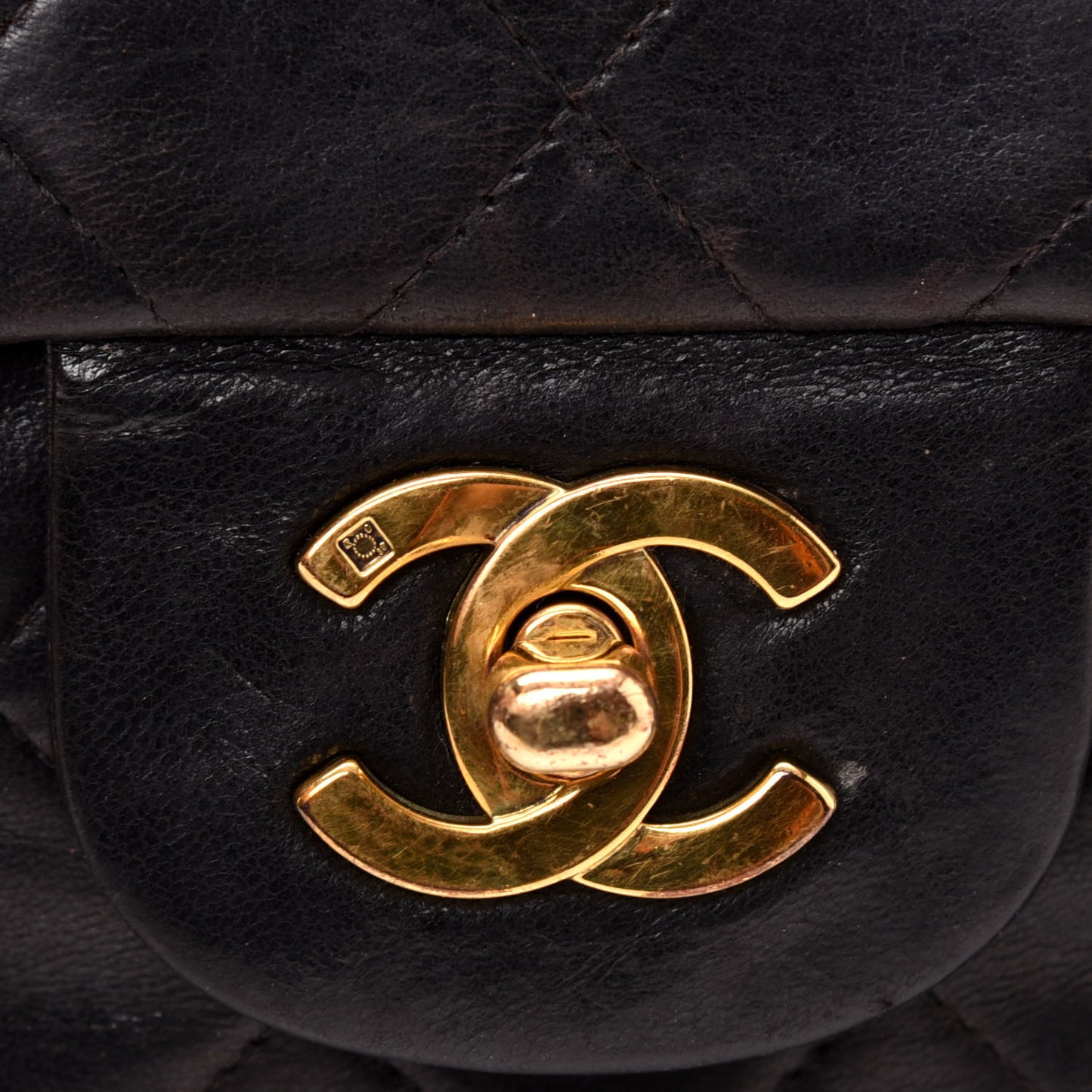 Lambskin Quilted Small Double Flap Black