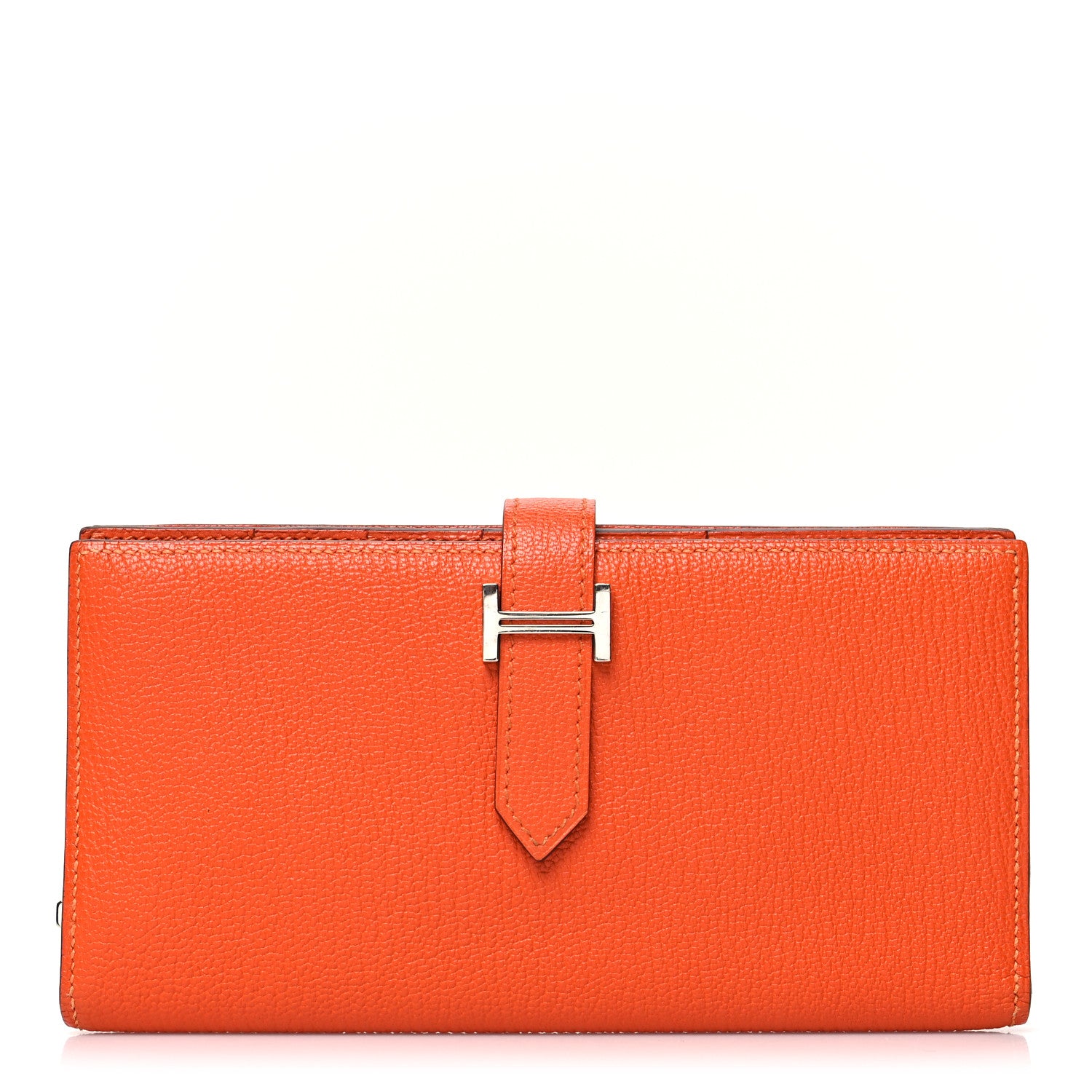 Hermes Chevre Mysore Bearn Gusset Wallet Feu 1 of 13