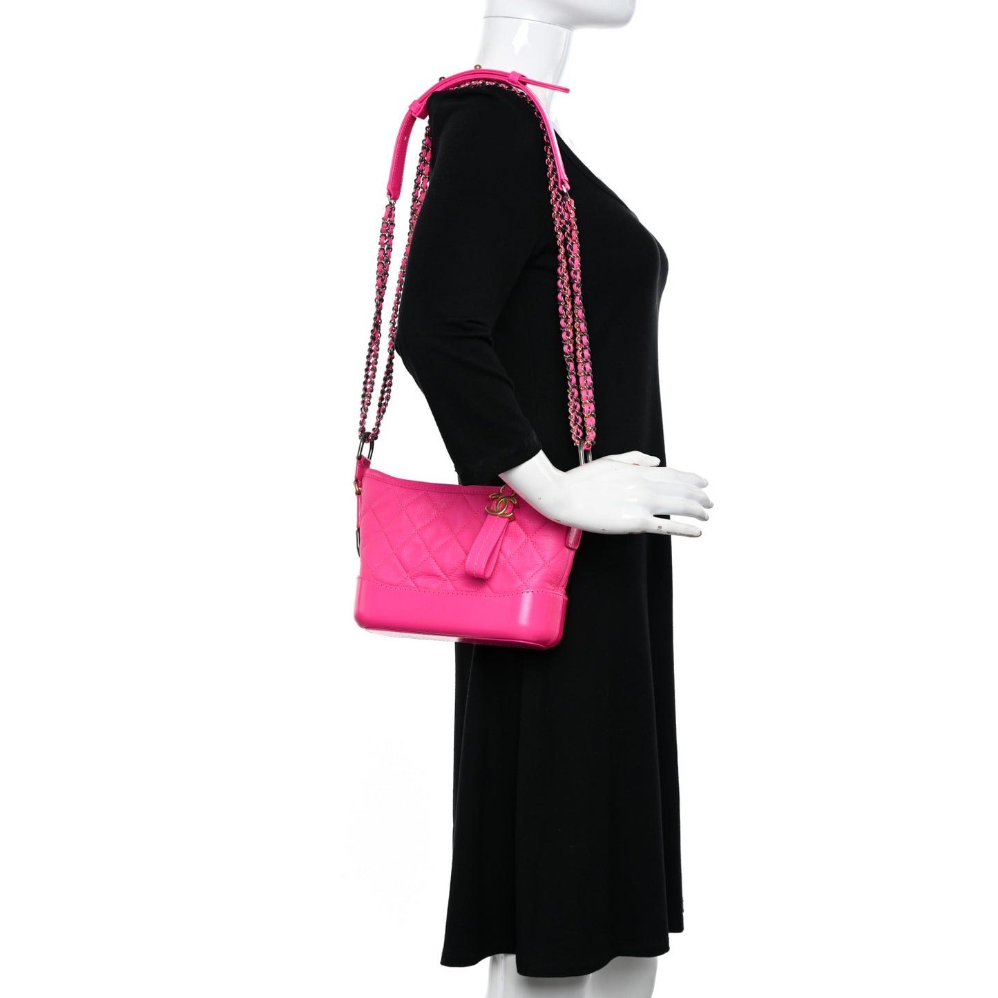 Goatskin Quilted Small Gabrielle Hobo Pink
