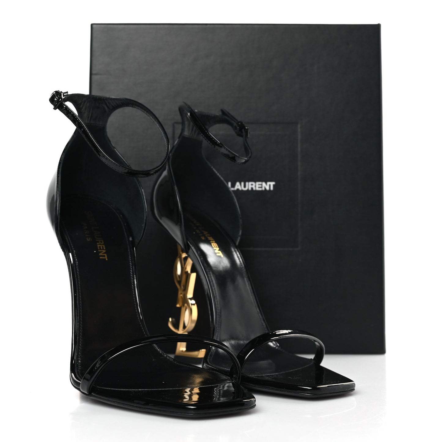 Patent Calfskin Opyum 110 Sandals 41 Black Gold