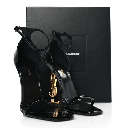 Saint Laurent Patent Calfskin Opyum 110 Sandals 41 Black Gold 9 of 9