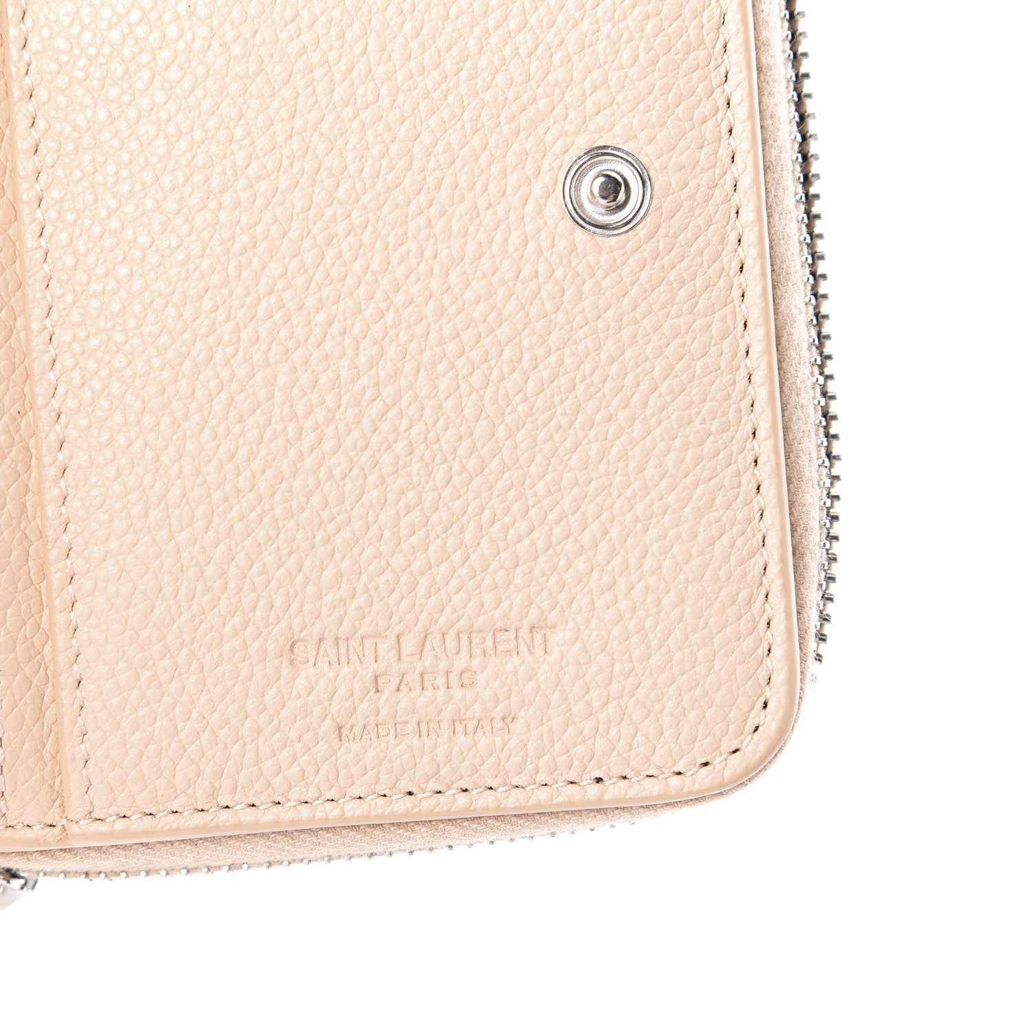 Saint Laurent Grained Calfskin Rive Gauche Compact Zip Around Wallet Nude 6 of 6