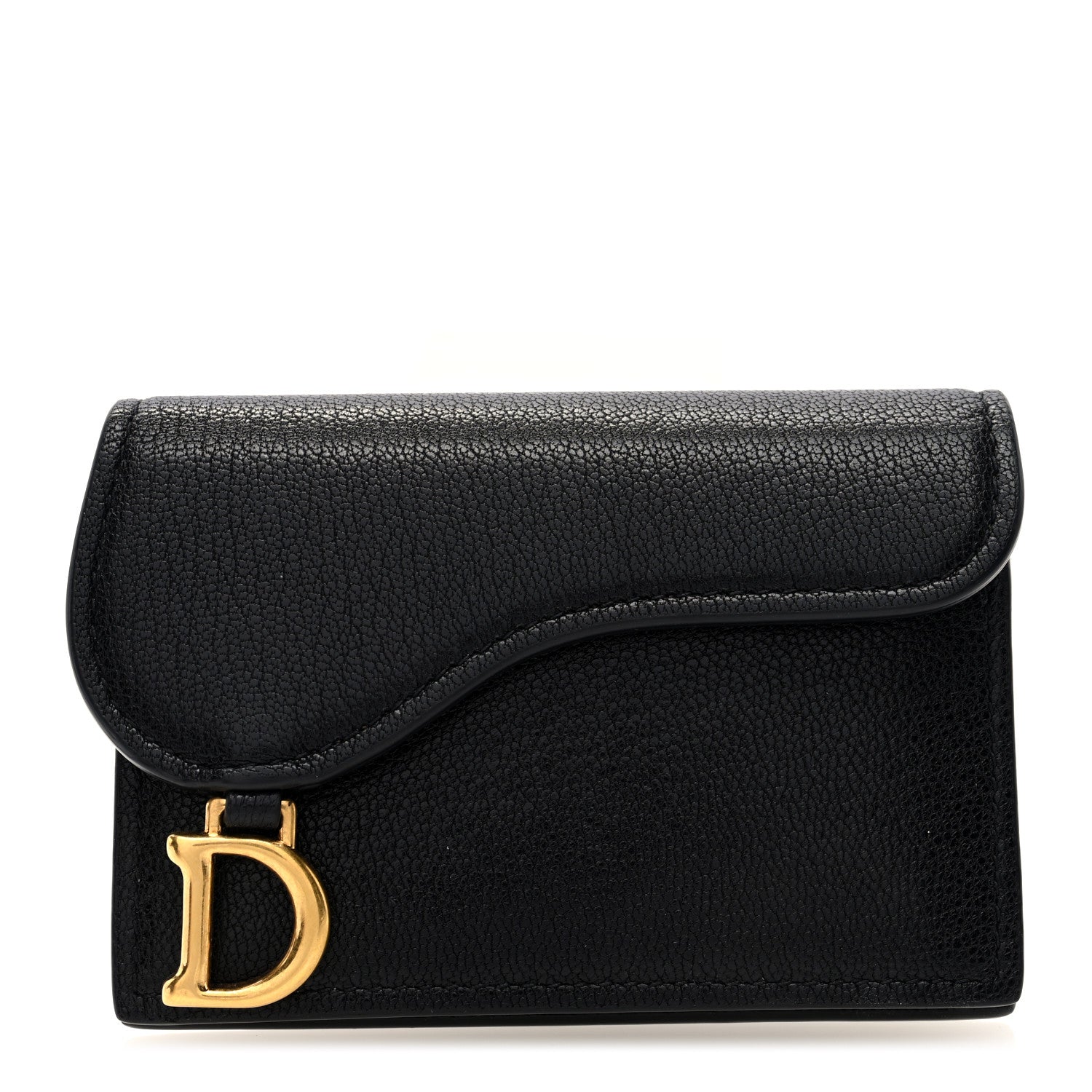 Christian Dior Goatskin Saddle Card Holder Black 1 of 7
