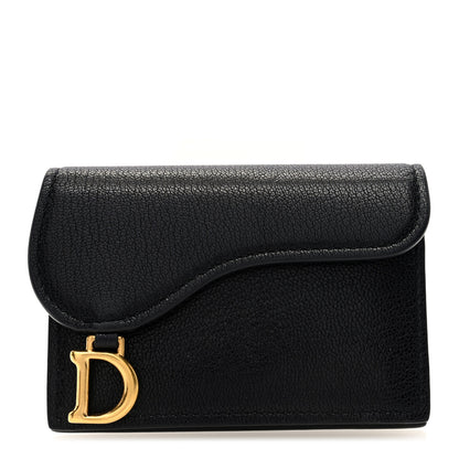 Christian Dior Goatskin Saddle Card Holder Black 1 of 7