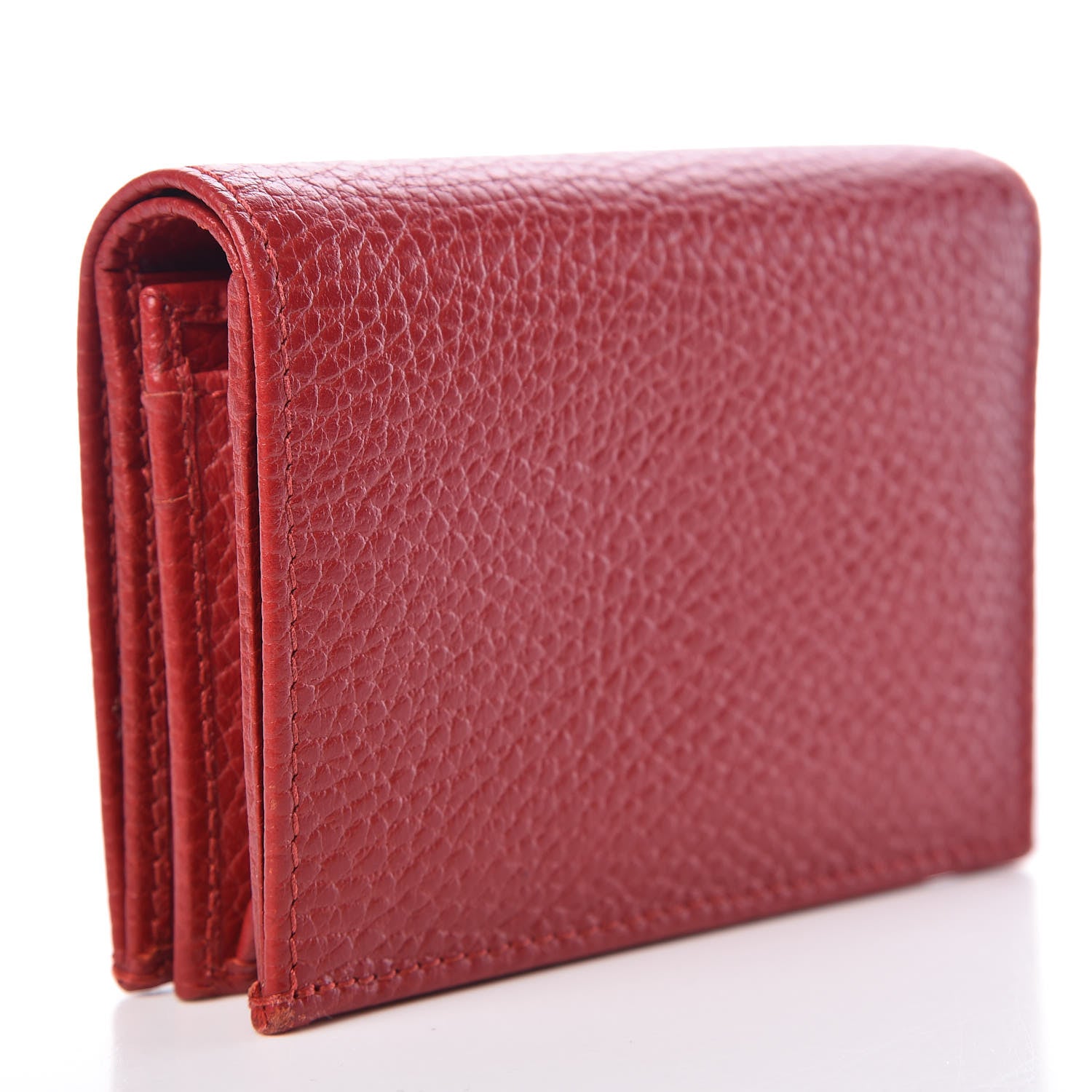 Gucci Pebbled Calfskin GG Marmont Card Case Hibiscus Red 3 of 8