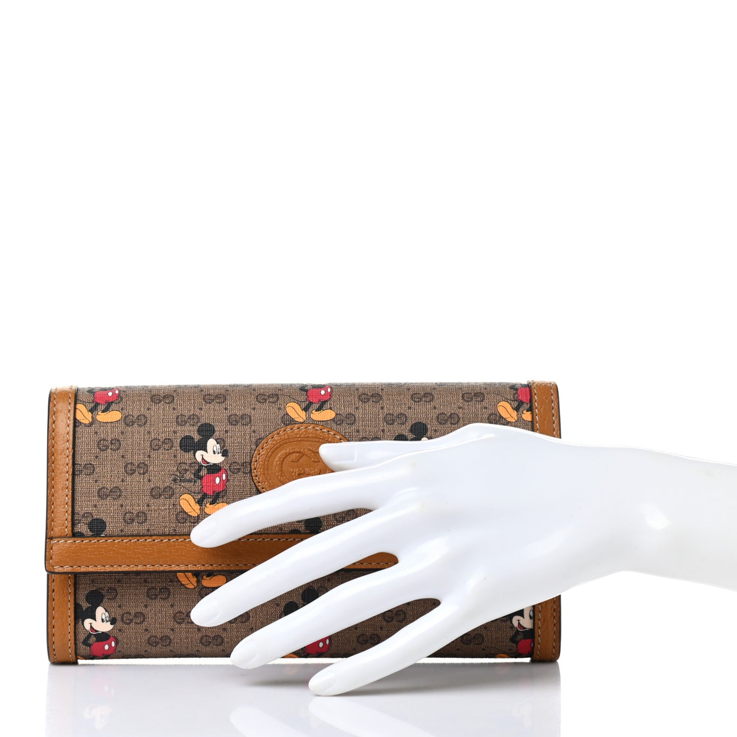 X DISNEY Mini Vintage GG Supreme Monogram Mickey Mouse Continental Wallet Beige Vintage Sun Oil