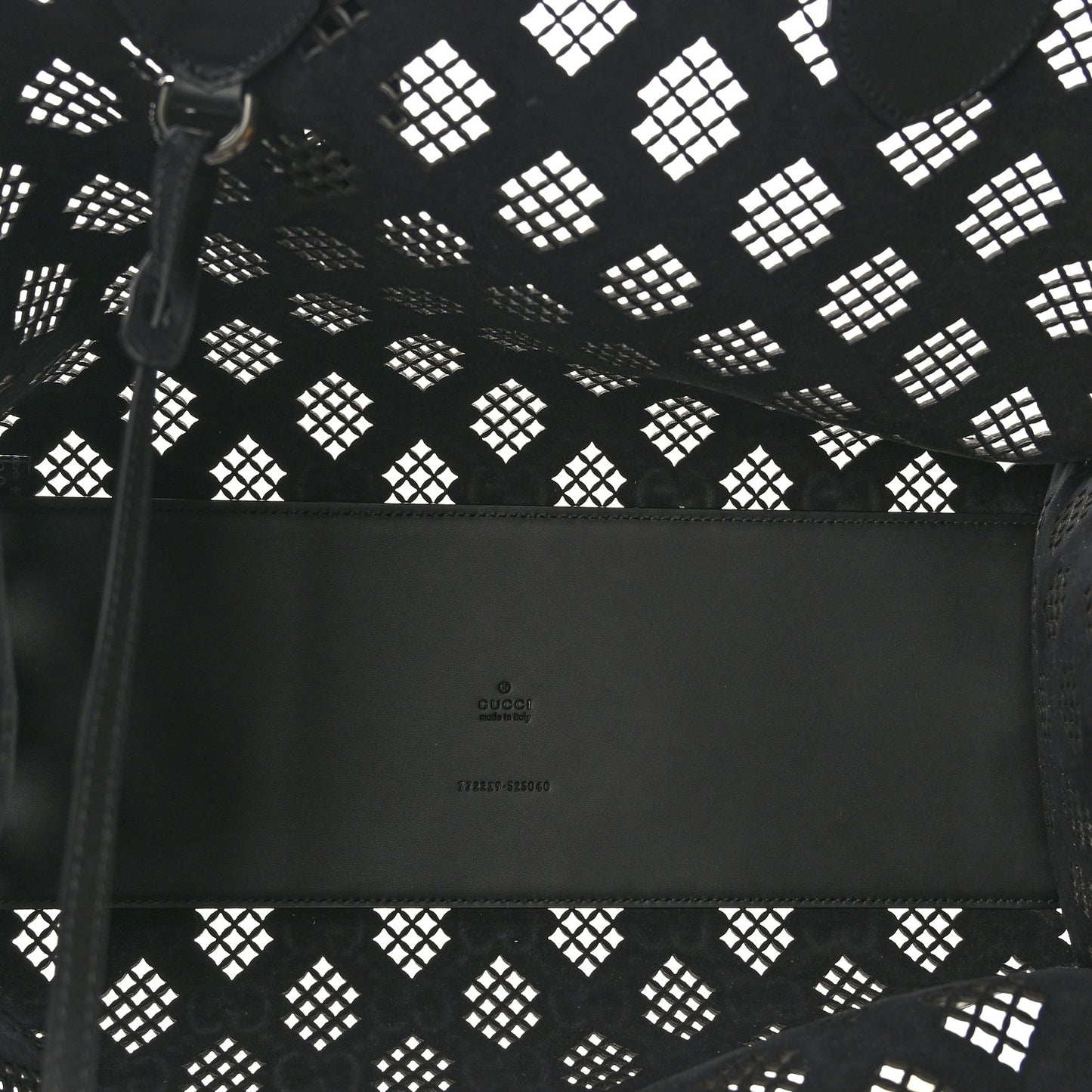 Calfskin GG Monogram Diamond Cut Medium Ophidia Tote Bag Black
