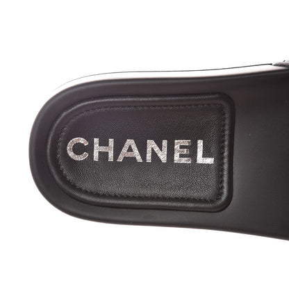 Chanel Lambskin Quilted CC Mules Sandals 37 Black 7 of 9