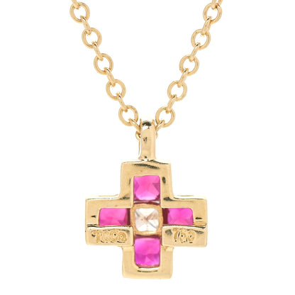 Tiffany 18K Yellow Gold Diamond Ruby Mini Cross Pendant Necklace 7 of 7