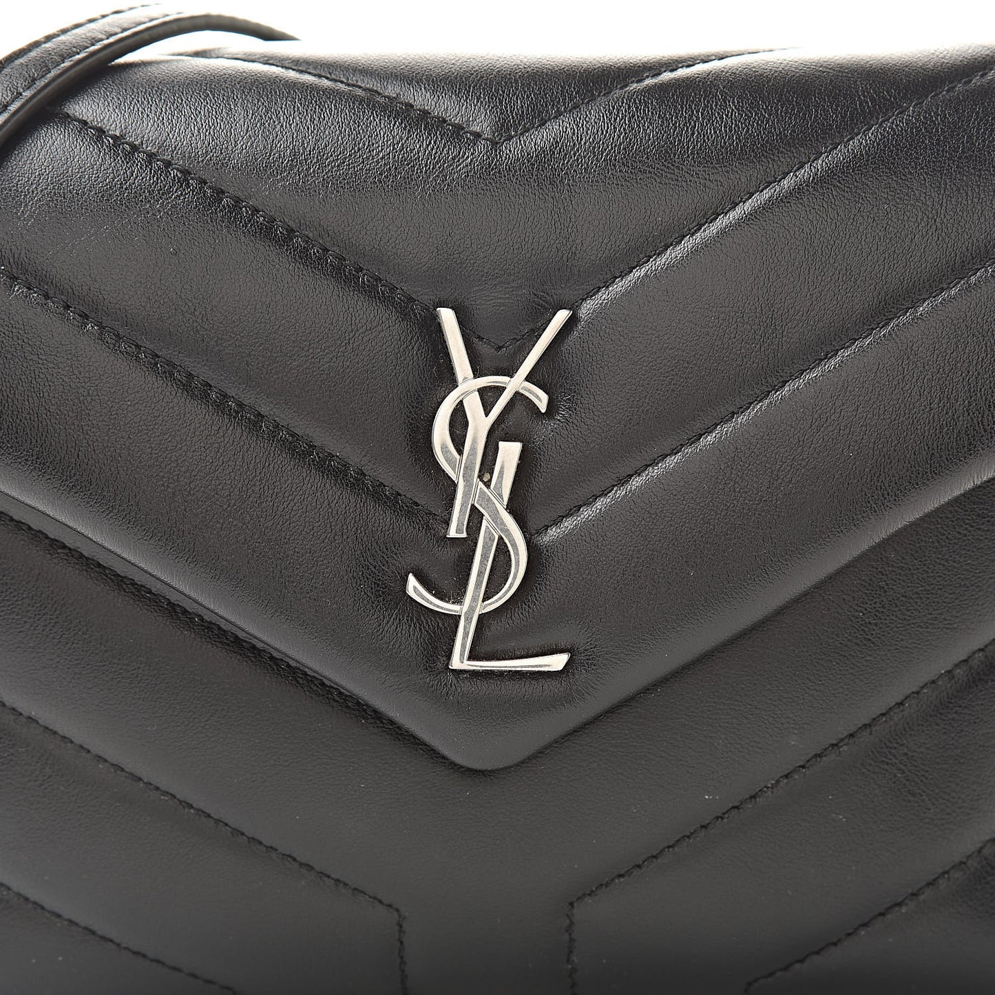 Calfskin Y Quilted Monogram Toy Loulou Crossbody Bag Black