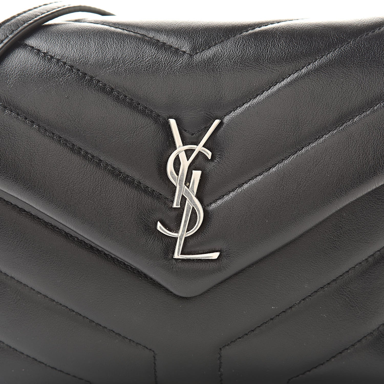 Saint Laurent Calfskin Y Quilted Monogram Toy Loulou Crossbody Bag Black 9 of 13