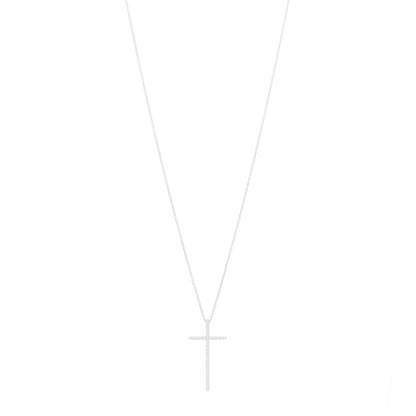 Tiffany 18K White Gold Diamond Metro Cross Pendant Necklace 1 of 5