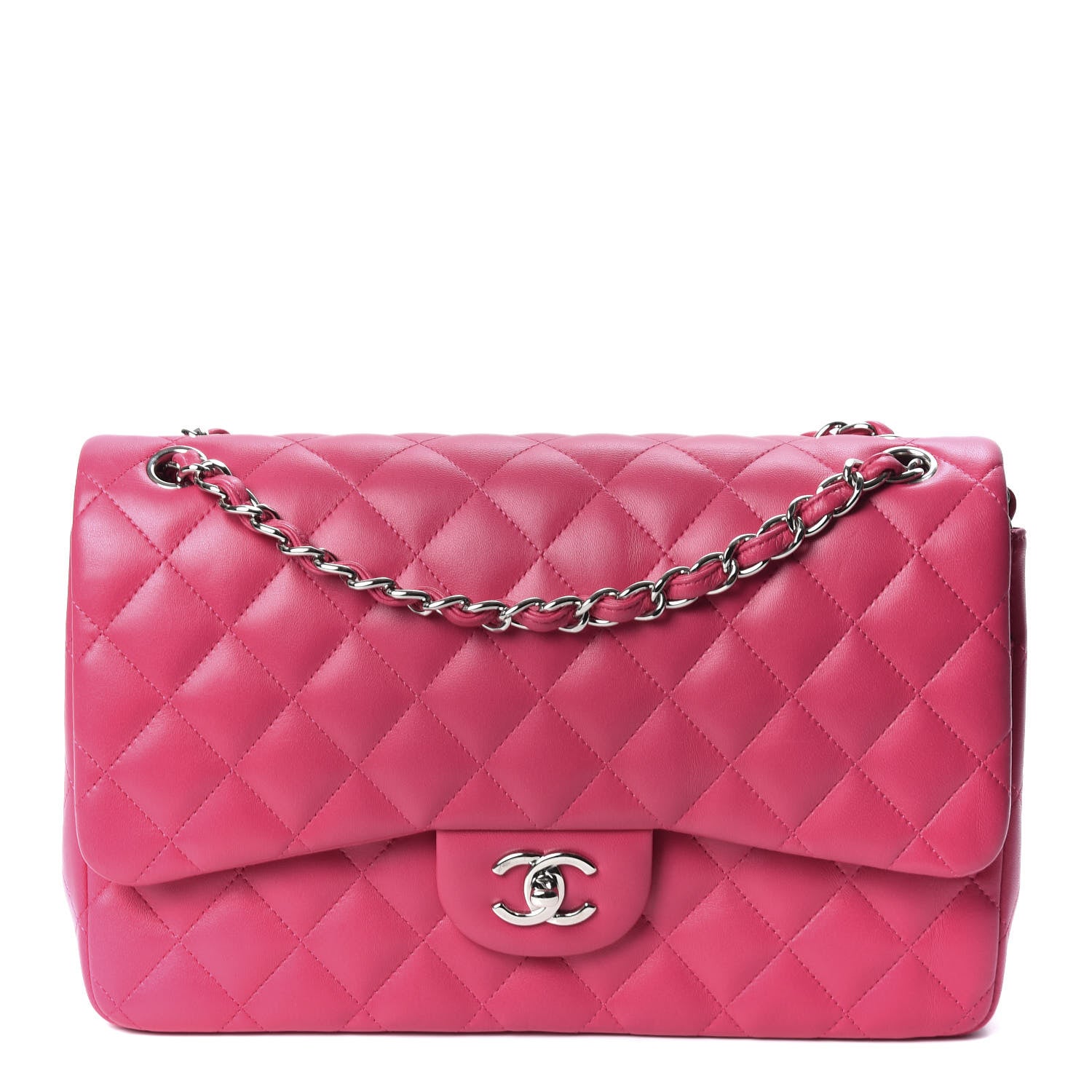 Chanel Lambskin Quilted Jumbo Double Flap Dark Pink 1 of 9