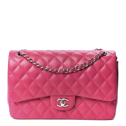 Chanel Lambskin Quilted Jumbo Double Flap Dark Pink 1 of 9