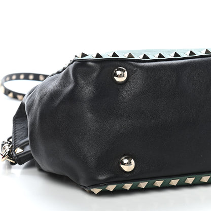 Valentino Garavani Vitello Small Rockstud Tote Smeraldo Black 7 of 9