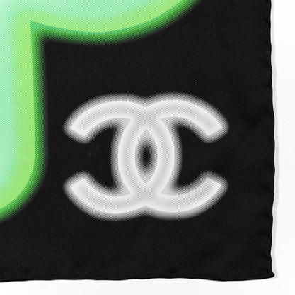 Chanel Silk Neon CC Square Scarf Black Multicolor 2 of 3