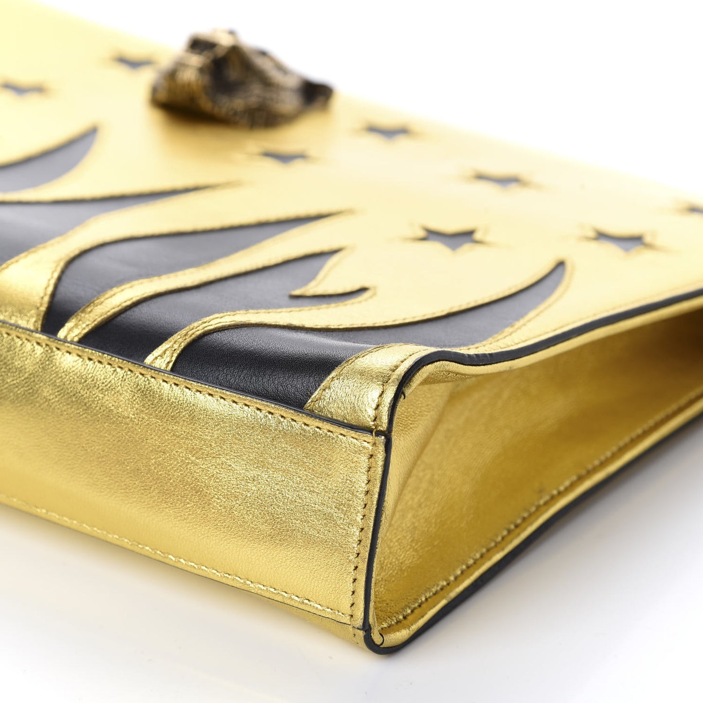 Calfskin Animalier Clutch Gold Black
