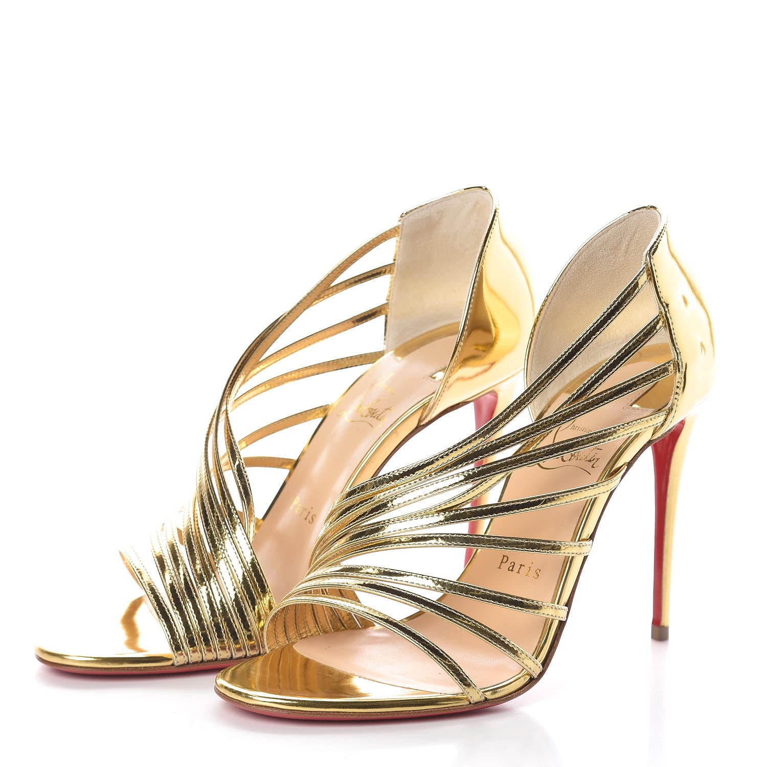 Christian Louboutin Specchio Norina 100 Sandals 38.5 Gold 3 of 8
