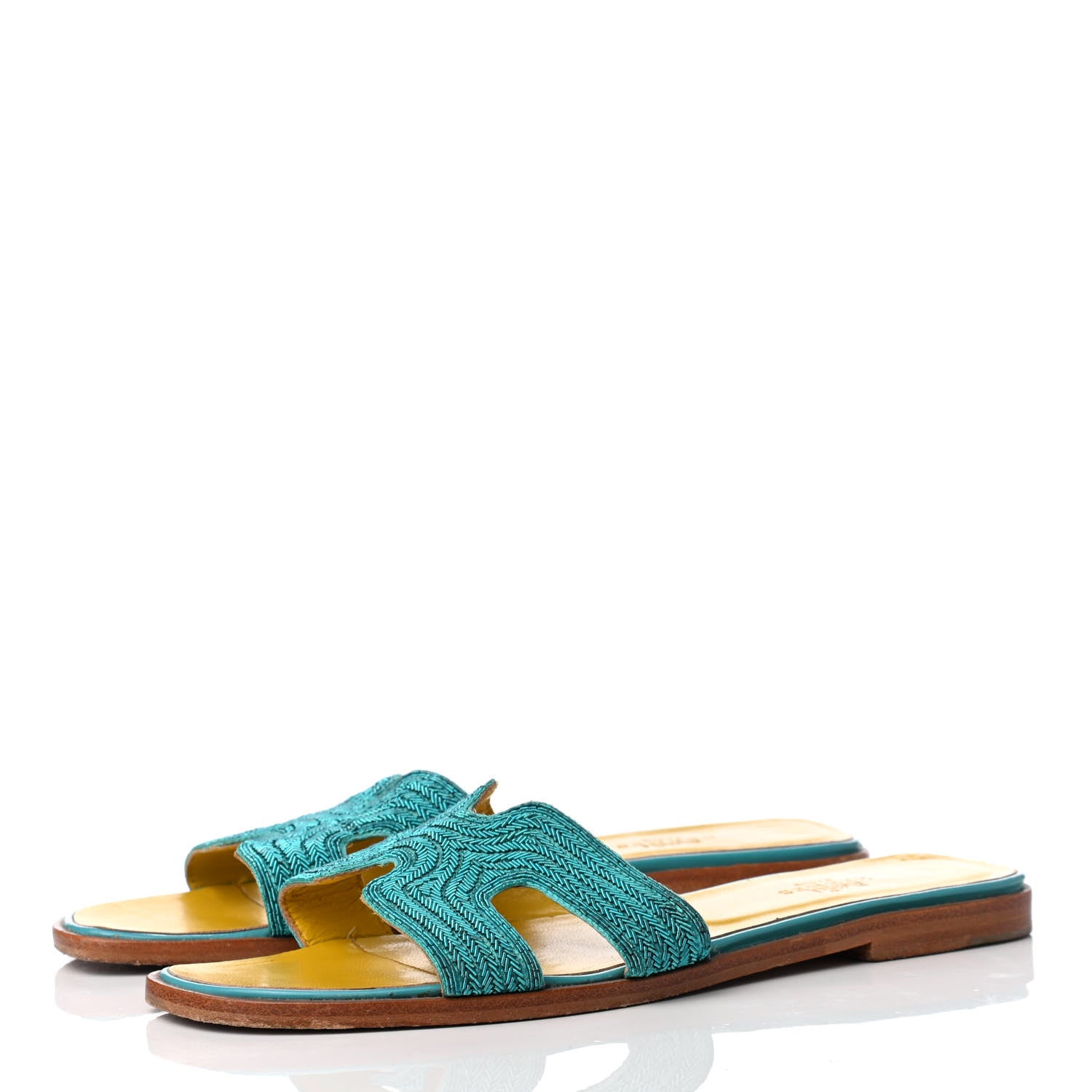 Hermes Dabka Embroidered Chevron Oran Sandals 38 3 of 8