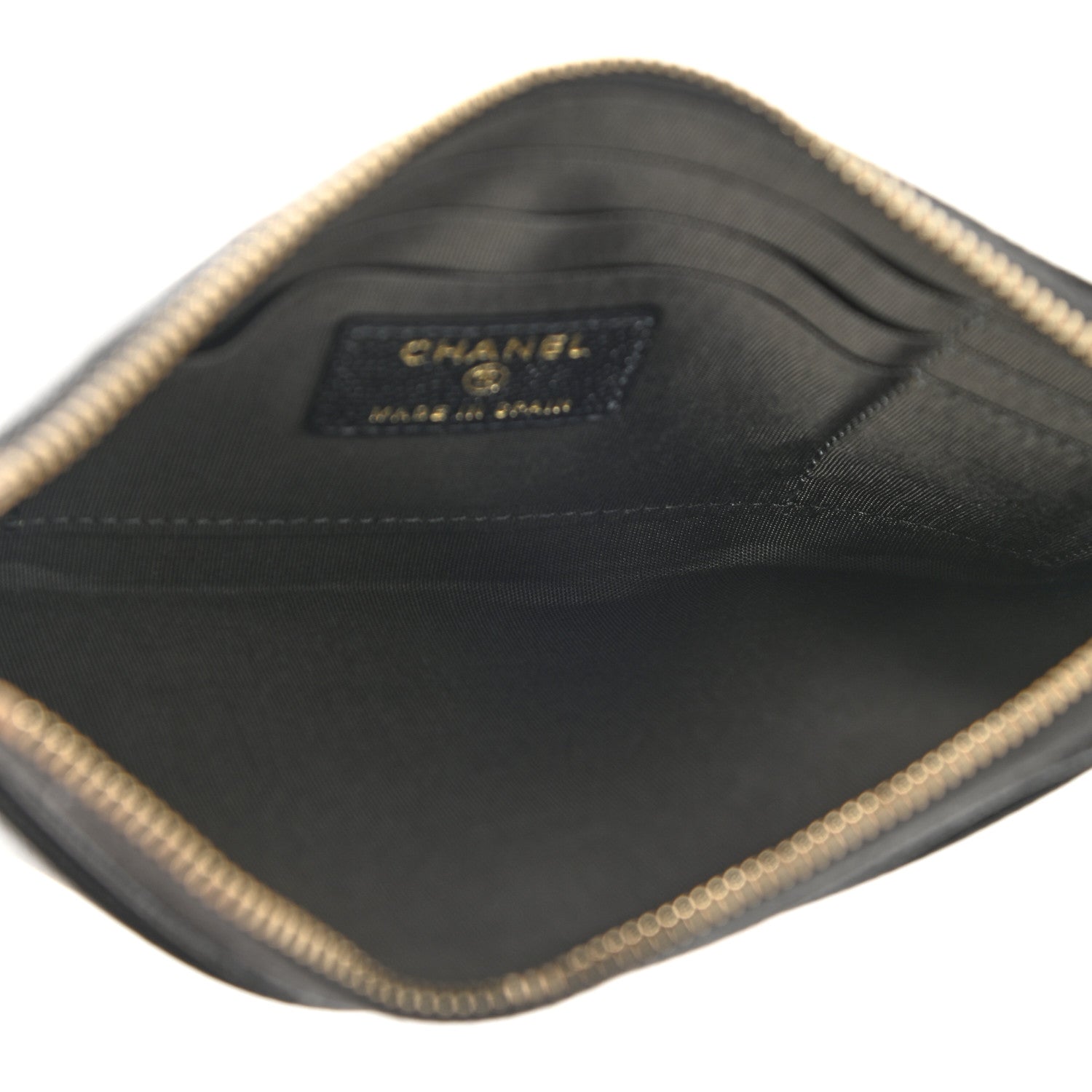 Chanel Caviar Chevron Quilted Mademoiselle Vintage Zip Pouch Black 5 of 7