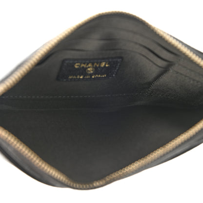 Chanel Caviar Chevron Quilted Mademoiselle Vintage Zip Pouch Black 5 of 7