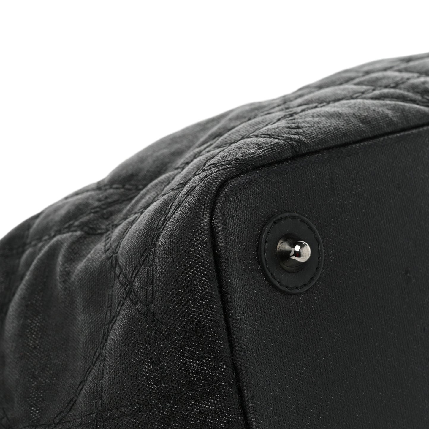 Coated Canvas Cannage Large Panarea Wood Tote Black