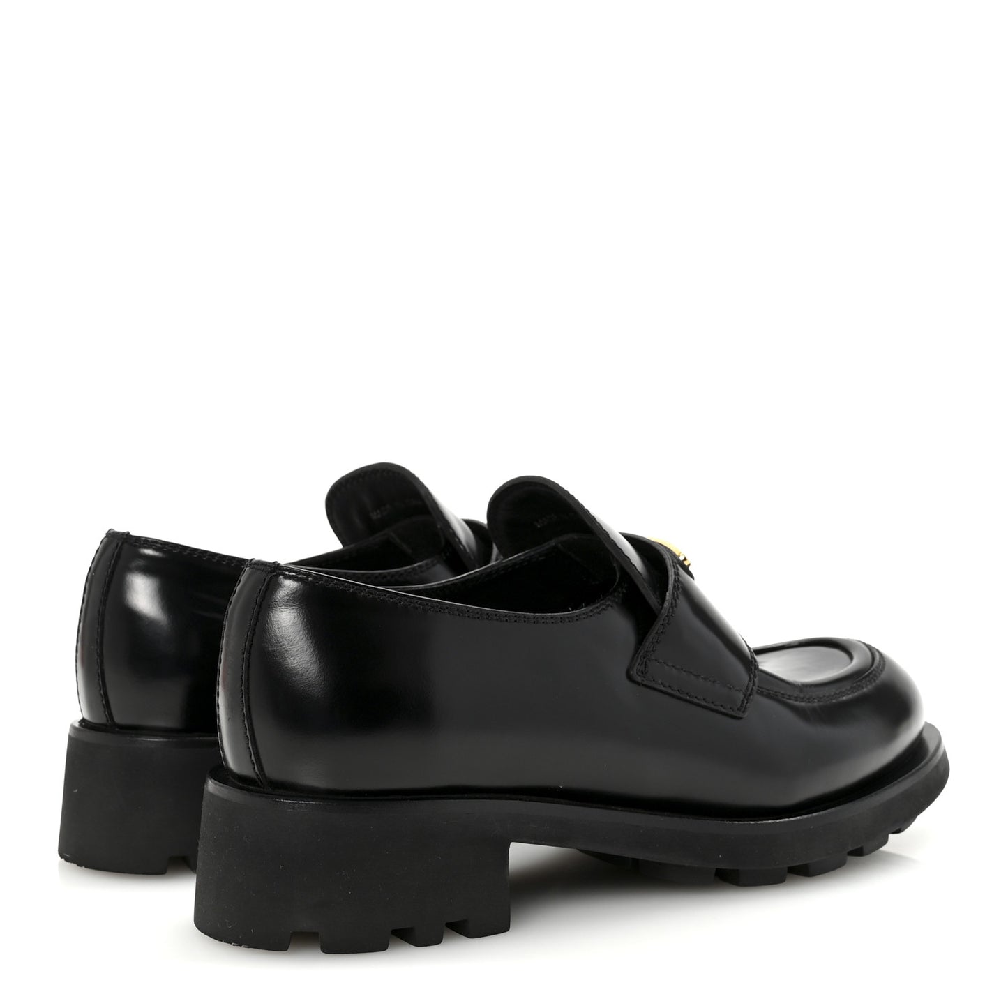 Spazzolato Metal Triangle Logo 50mm Loafers 36.5 Black
