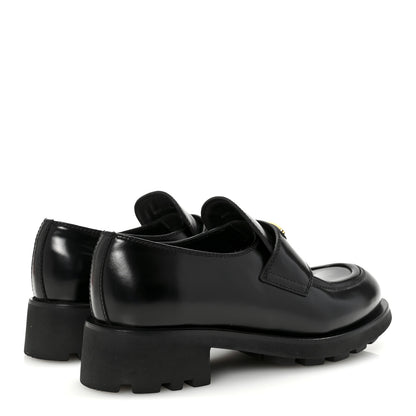 Prada Spazzolato Metal Triangle Logo 50mm Loafers 36.5 Black 5 of 10