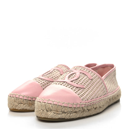 Chanel Mesh Lambskin CC Espadrilles 39 Light Pink Beige 3 of 8