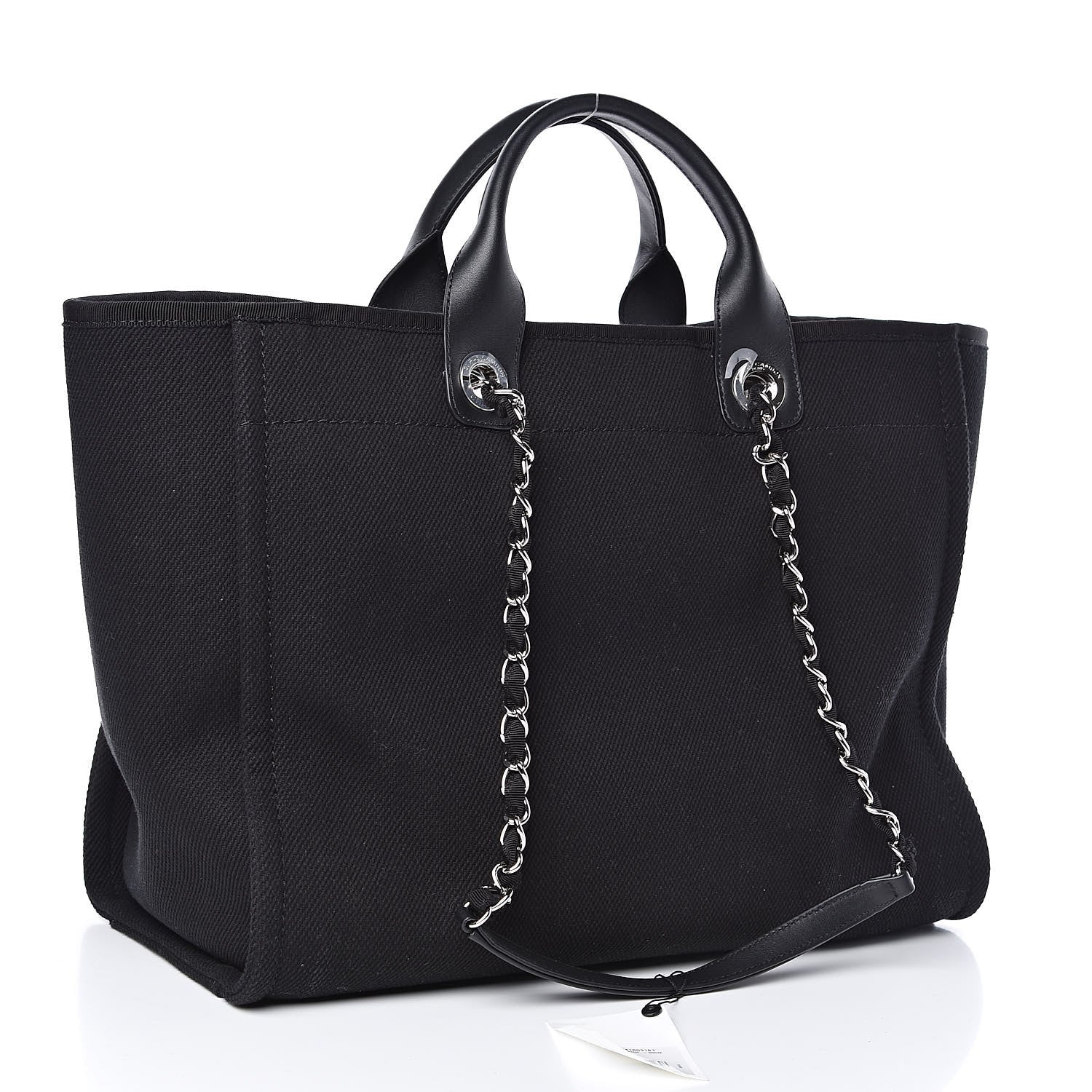 Chanel Canvas Beaded Medium Deauville Tote Black 3 of 10